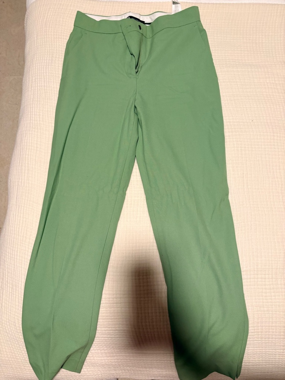Zara Kelly Green Straight-Leg Dress Pants